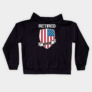 Retired Police Officer Proud Patriotic Officer American Flag Kids Hoodie